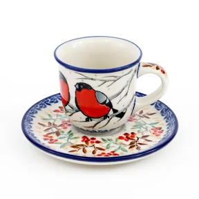 Filiżanka i spodek espresso B10 0,06l <br> Unikat U4908 Czerwone Gile Marii Starzyk